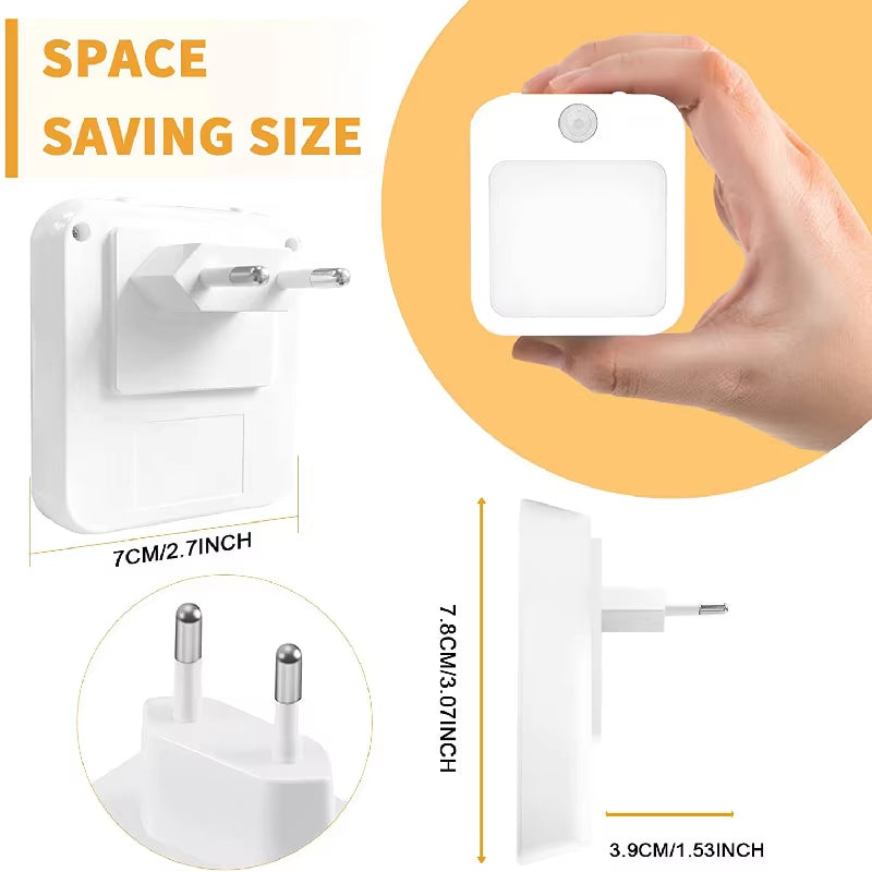Capteur de mouvement de veilleuse avec lumière LED Lampes à prise EU Lampe de nuit pour enfants Lampe de nuit sans fil pour chambre à coucher
