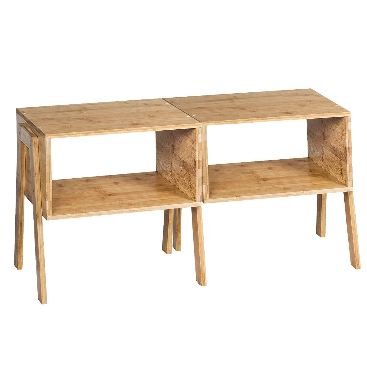 Lot De 2 Table De Chevet Matériau Non-Toxique Avec Compartiment De Rangement Ouvert Naturel