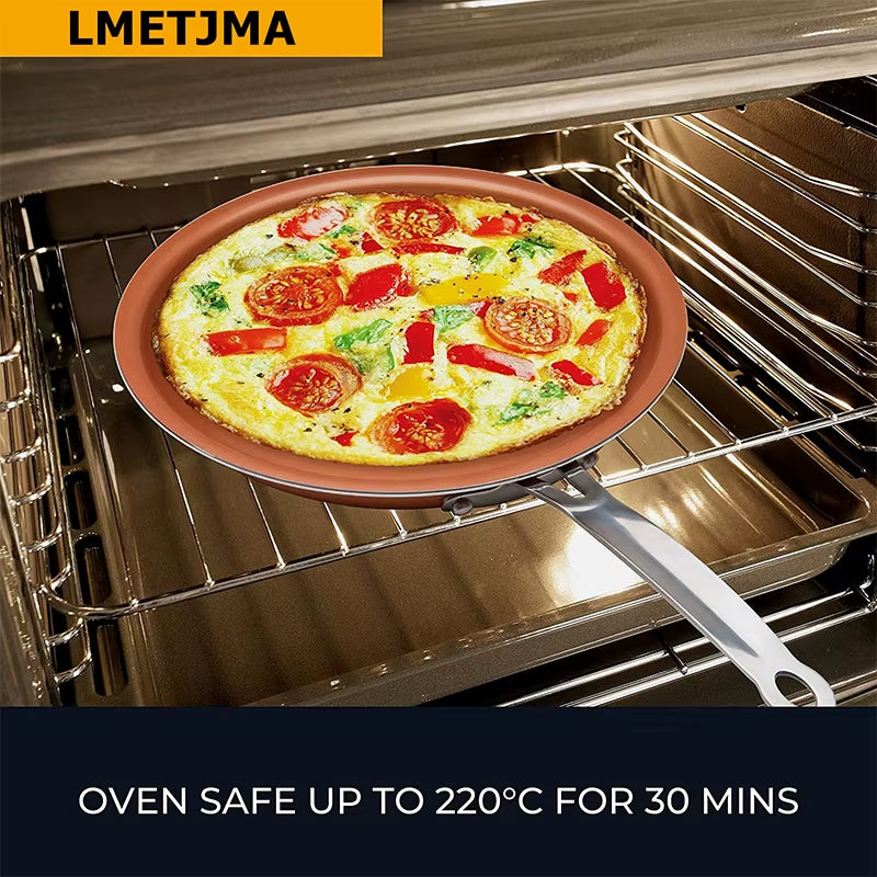 Poêle à frire antiadhésive 20 24 28Cm Poêle à frire avec revêtement en céramique titane ronde Poêle à œufs en cuivre Batterie de cuisine KC0459