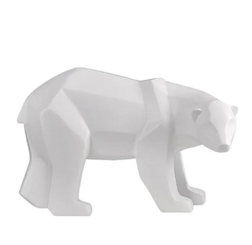 Sculpture d’ours en résine géométrique Statue d’ours polaire Ornement de bureau de mode Figurines abstraites modernes d’ours