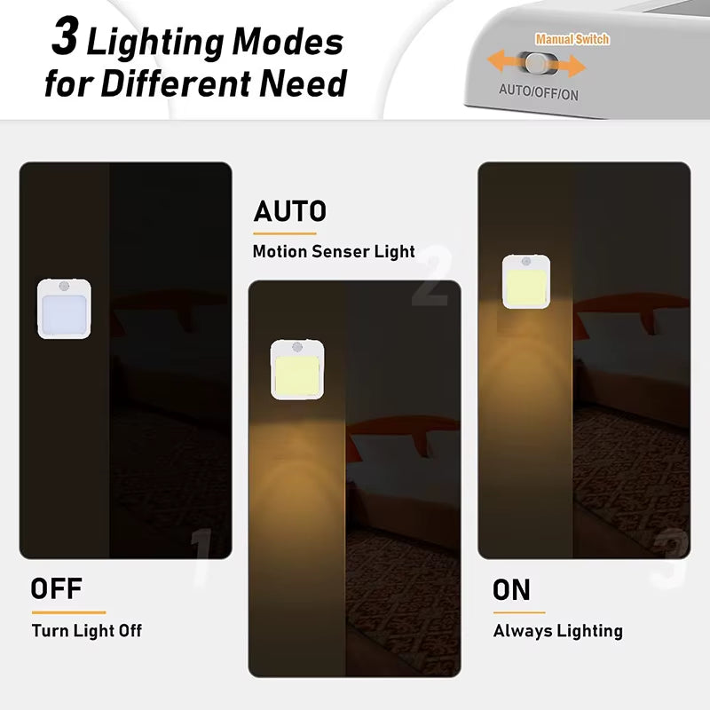 Capteur de mouvement de veilleuse avec lumière LED Lampes à prise EU Lampe de nuit pour enfants Lampe de nuit sans fil pour chambre à coucher
