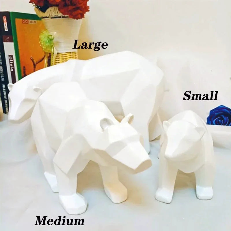 Sculpture d’ours en résine géométrique Statue d’ours polaire Ornement de bureau de mode Figurines abstraites modernes d’ours