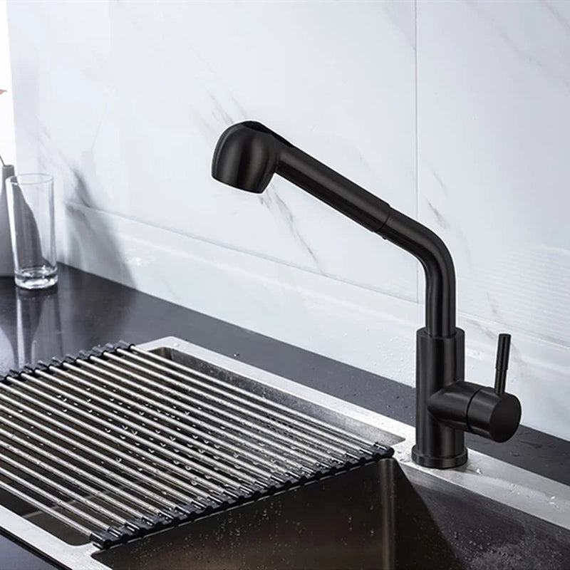 Robinet de cuisine noir Robinet de cuisine à tirer Mitigeur d’évier de cuisine Robinet brossé Nickle Stream Pulvérisateur Tête Chrome Robinet d’eau de cuisine