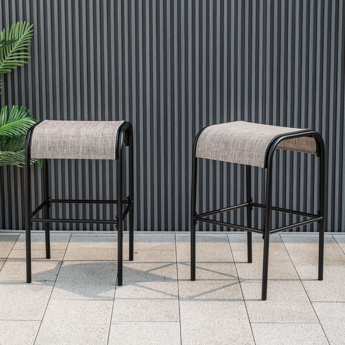 Ensemble De 2 Tabourets De Bar Tabourets Bistrot En Métal Haut De 76 Cm Siège En Tissu Incurvé Cadre En Métal Robuste Café
