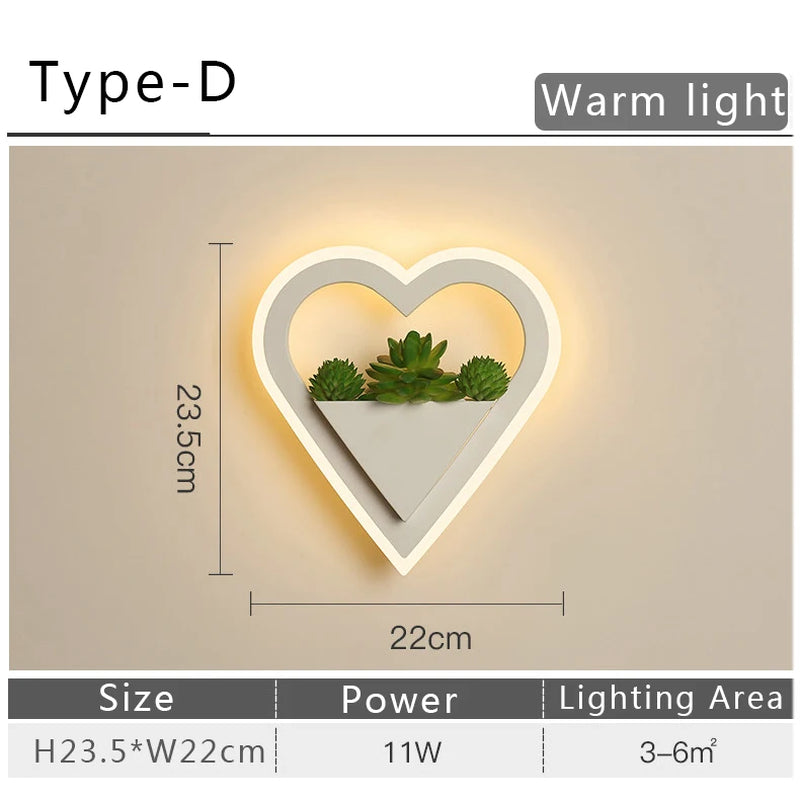 Modern LED Wall Light with Plant Nordic Creative Wall Lamp Living Room Aisle Bedroom Sconce Lamp Indoor Decoration LED Fixtures