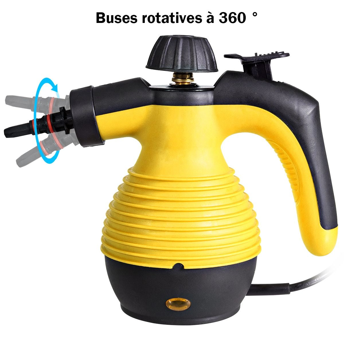 Nettoyeur Vapeur À Main Portable 900-1050W Réservoir 350ML 9 Accessoires Jaune