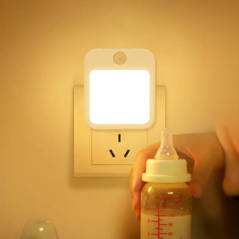 Capteur de mouvement de veilleuse avec lumière LED Lampes à prise EU Lampe de nuit pour enfants Lampe de nuit sans fil pour chambre à coucher