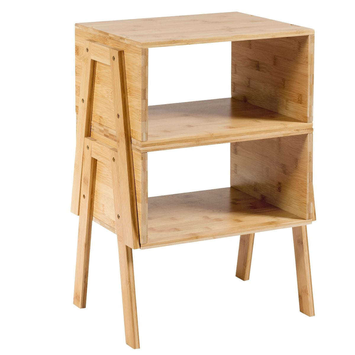 Lot De 2 Table De Chevet Matériau Non-Toxique Avec Compartiment De Rangement Ouvert Naturel