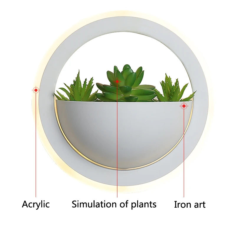 Modern LED Wall Light with Plant Nordic Creative Wall Lamp Living Room Aisle Bedroom Sconce Lamp Indoor Decoration LED Fixtures