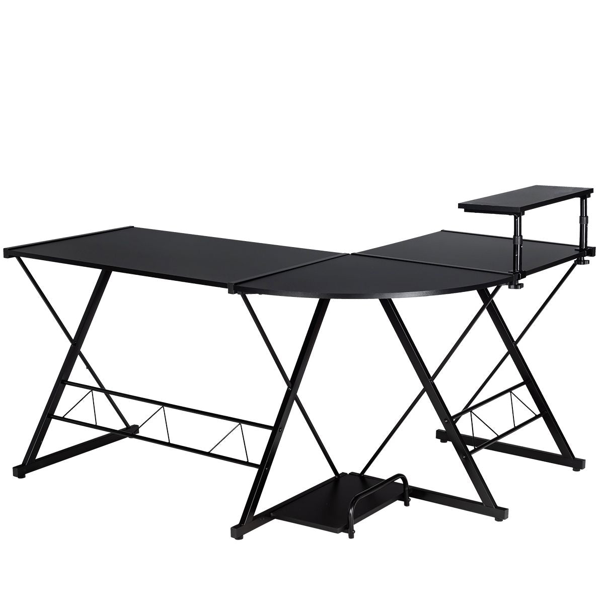 Bureau D'Angle En Forme L Détachable Avec Support Pour Moniteur 147X112X79Cm Noyer/Noir/Antique