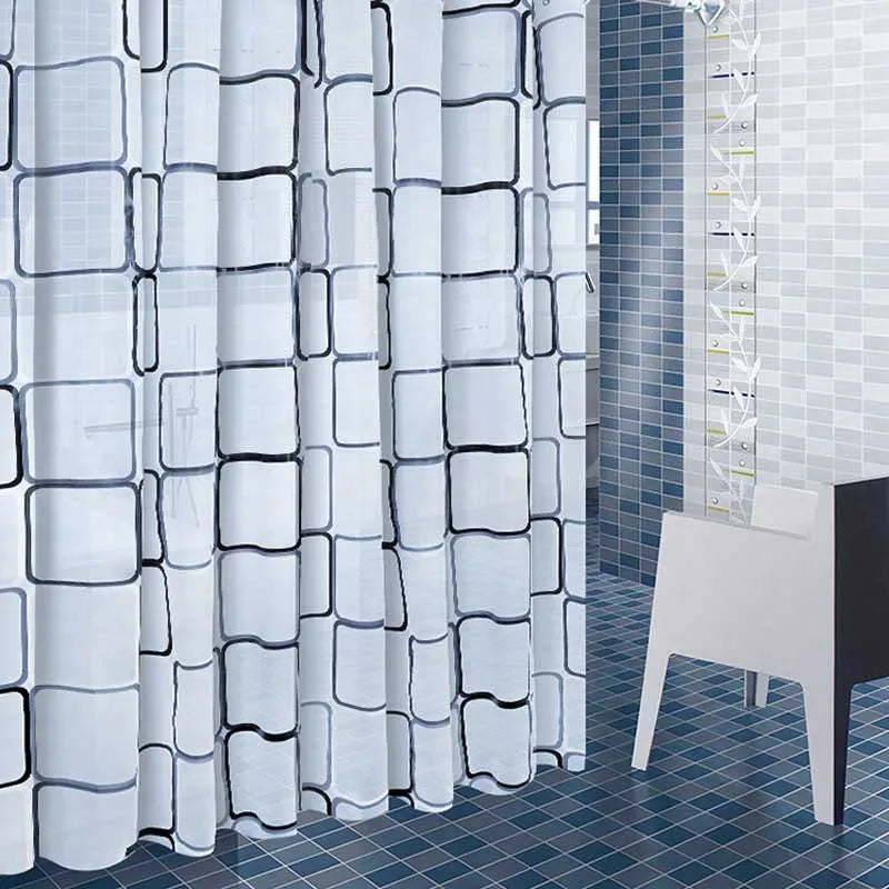 Salle de bain Rideaux de douche Rideau de bain imperméable PEVA Moderne motif géométrique à carreaux Décoration maison Ferme translucide