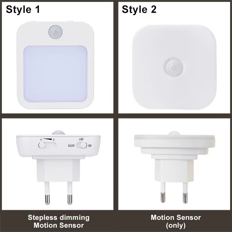 Capteur de mouvement de veilleuse avec lumière LED Lampes à prise EU Lampe de nuit pour enfants Lampe de nuit sans fil pour chambre à coucher