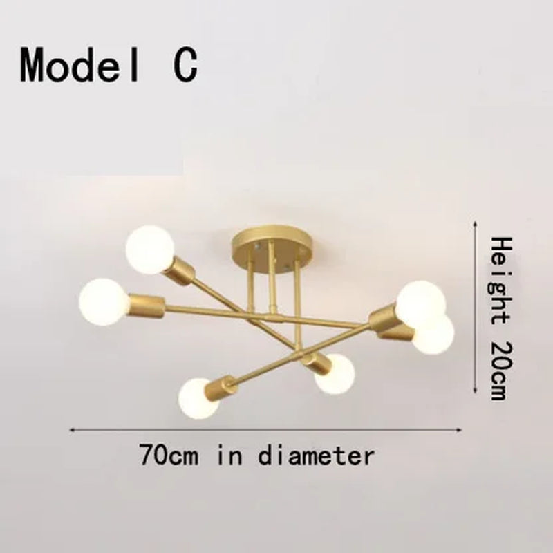 Modern Creative Lighting Warm and Romantic Golden Bedroom Modern Minimalist Personality Living Room Dining Room Ceiling Lamps