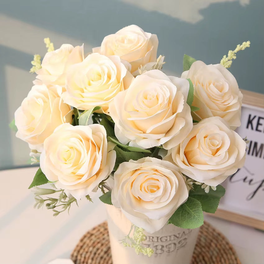 Artificial Blue Roses Flowers Silk Rose Flower Bouquet Artificial Flowers Home Garden Decoration Wedding Roses Fake Flowers