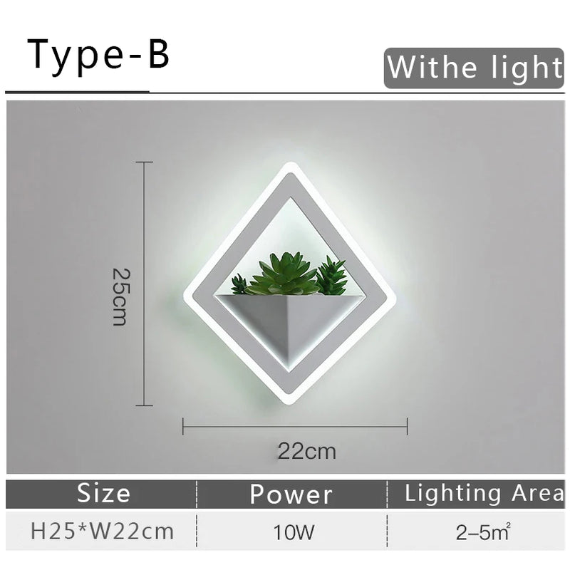 Modern LED Wall Light with Plant Nordic Creative Wall Lamp Living Room Aisle Bedroom Sconce Lamp Indoor Decoration LED Fixtures