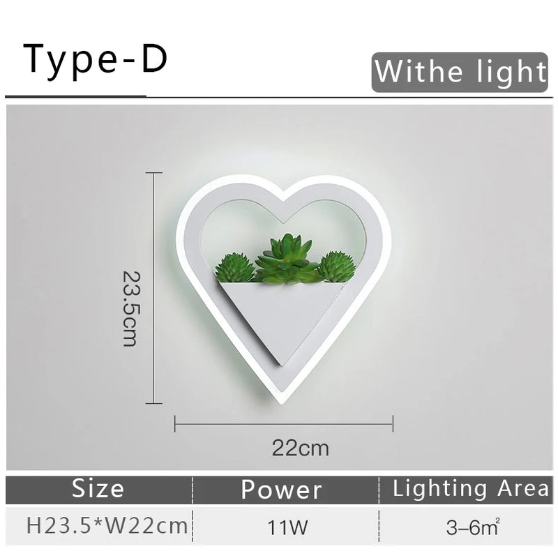 Modern LED Wall Light with Plant Nordic Creative Wall Lamp Living Room Aisle Bedroom Sconce Lamp Indoor Decoration LED Fixtures