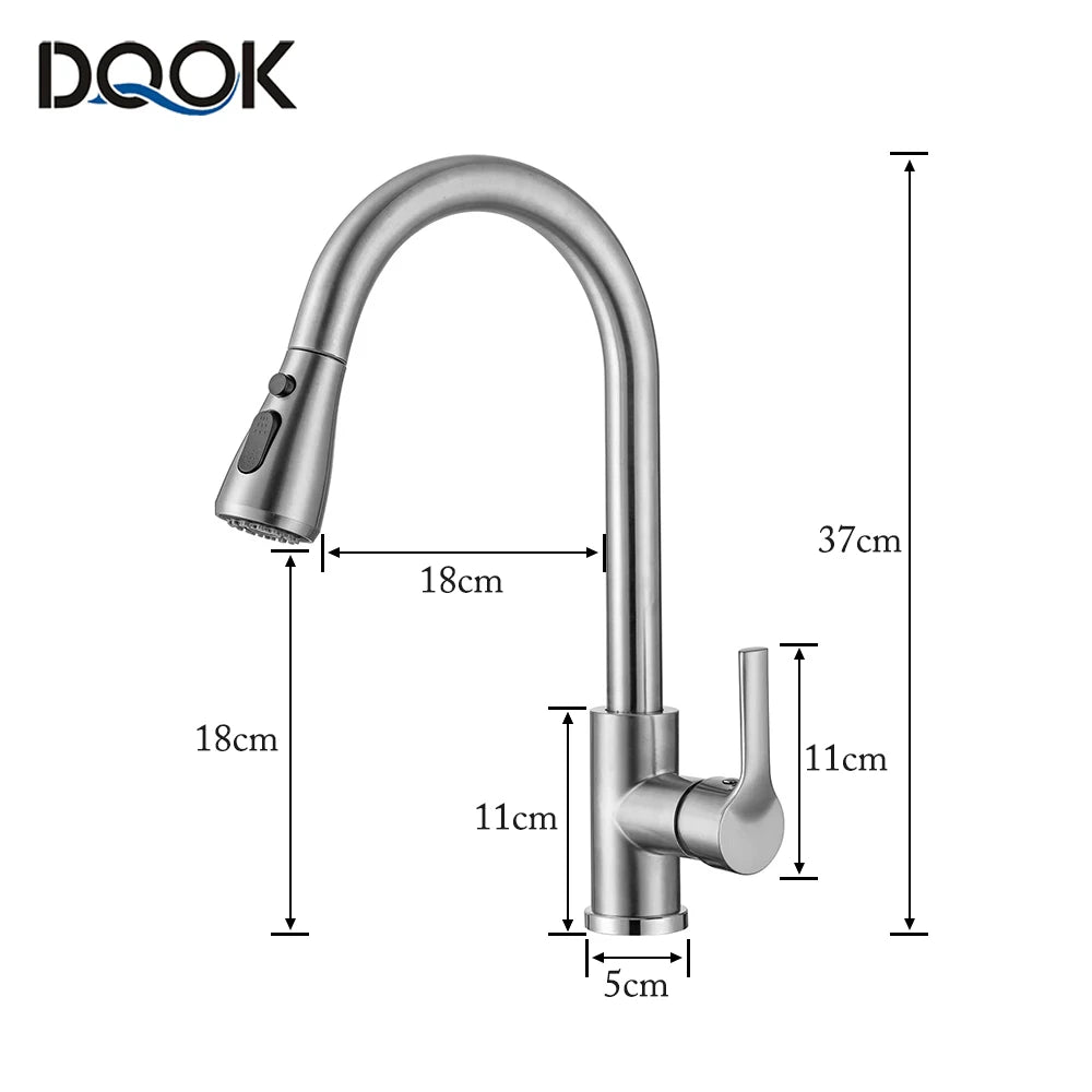 Robinet de cuisine noir Robinet de cuisine à tirer Mitigeur d’évier de cuisine Robinet brossé Nickle Stream Pulvérisateur Tête Chrome Robinet d’eau de cuisine