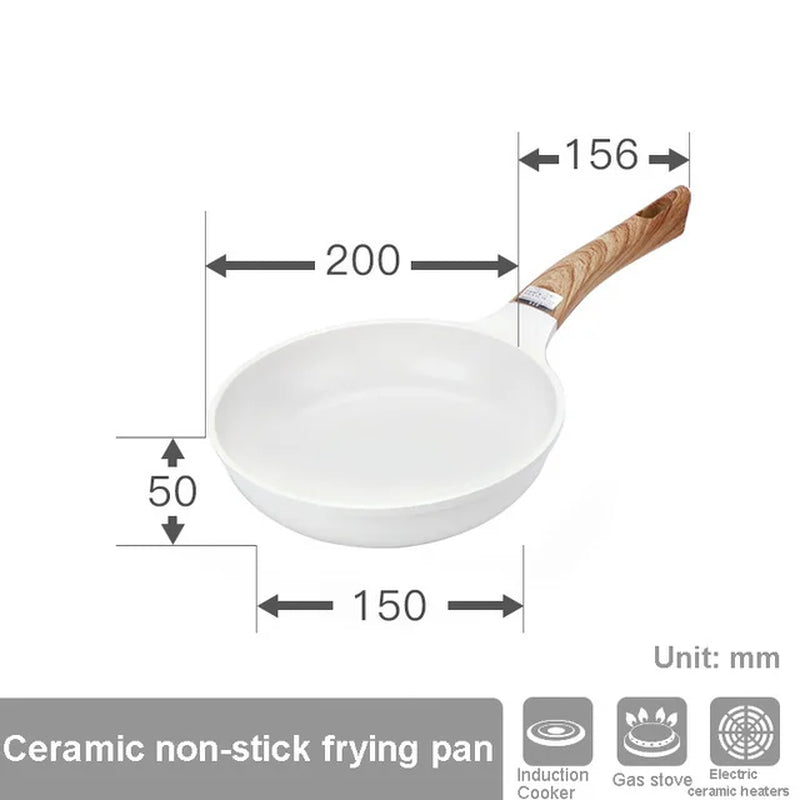 Ensemble de casserole en céramique pour poêle à frire et casserole antiadhésive pour le petit-déjeuner, crêpe, poêle en nid d’abeille wok, cuisine japonaise émaillée
