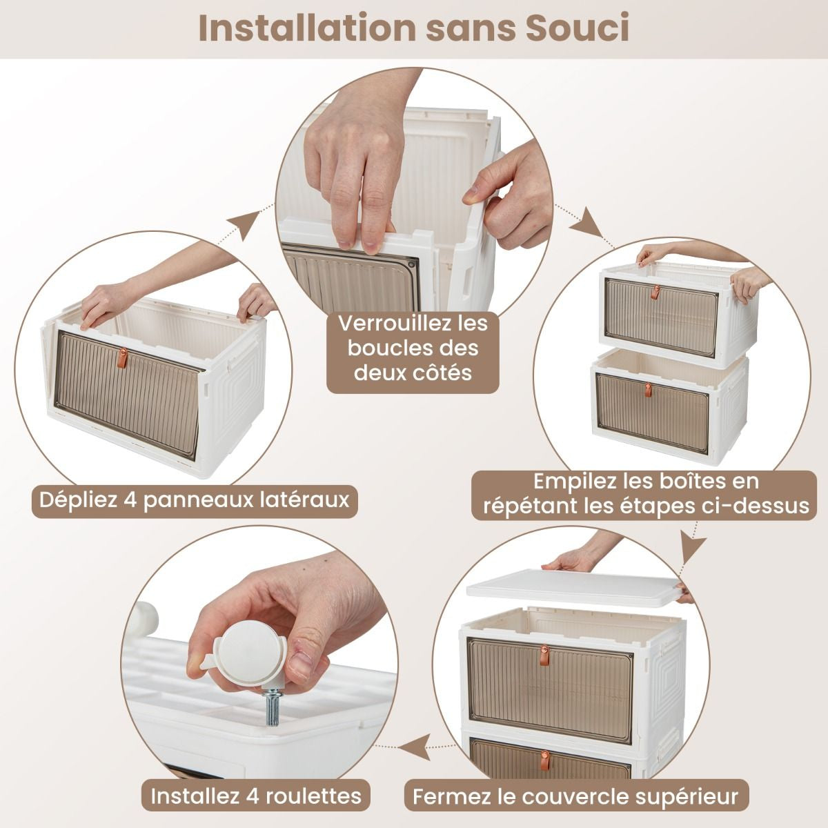 Boîte De Rangement De Chaussures Pliable 6 Niveaux Portes Transparentes Magnétiques Roues Universelles Verrouillables Pour Baskets Jouets Blanc