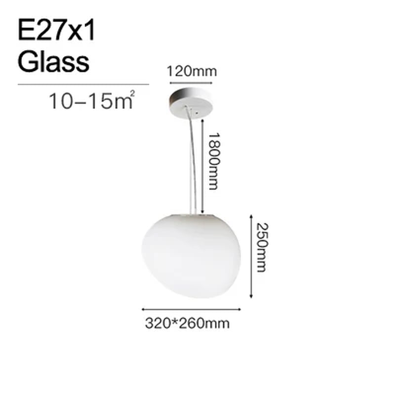 Cobblestone Hanging Lamps for Dining Room Stone Glass Modern Pendant Lamp Led Milky White Ball Restaurant Cord Pendant Light