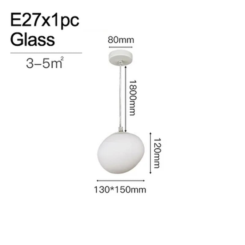 Cobblestone Hanging Lamps for Dining Room Stone Glass Modern Pendant Lamp Led Milky White Ball Restaurant Cord Pendant Light