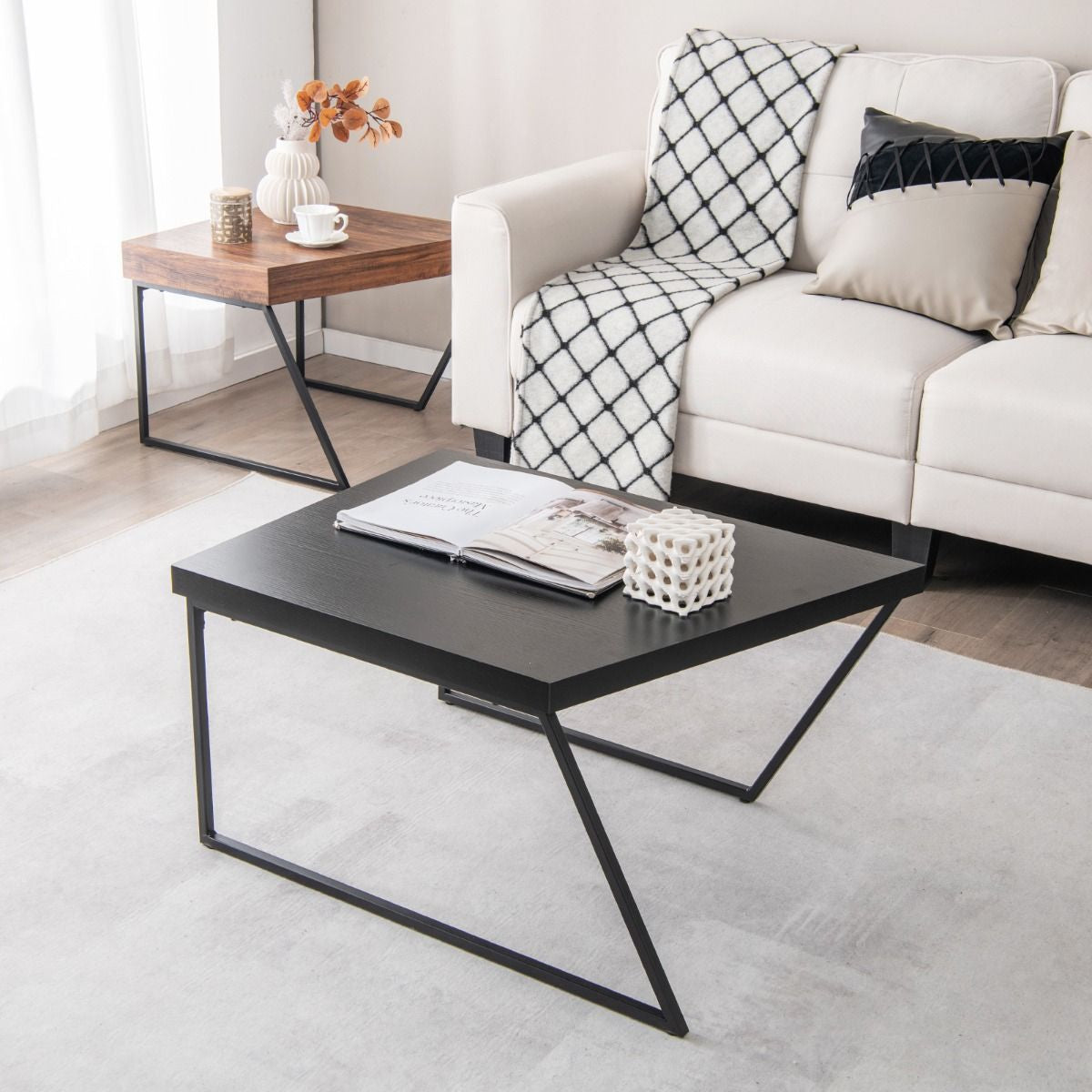 Lot De 2 Tables Basses Gigognes Avec Cadre Métal - 2 Combinaison disponible