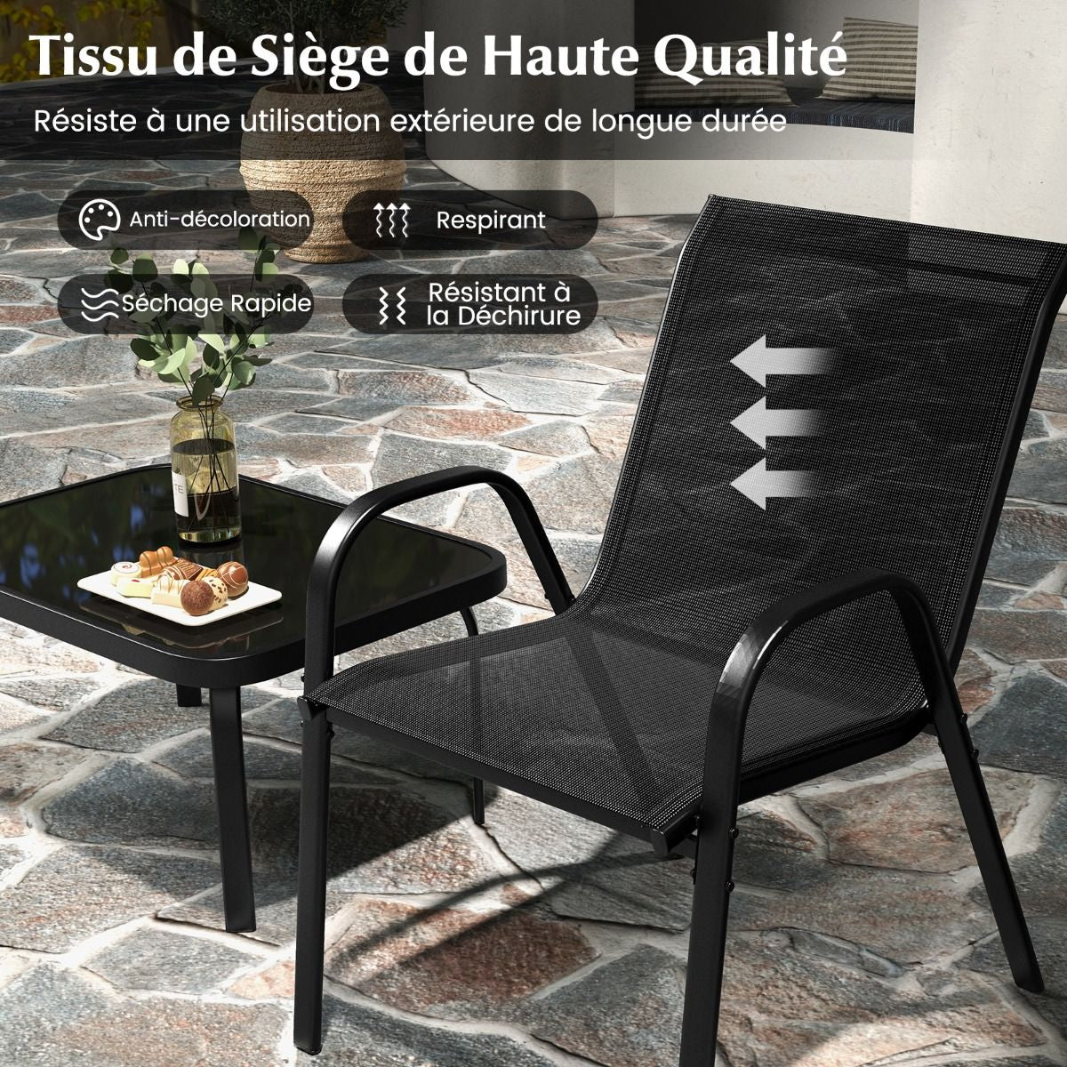 Ensemble Salon De Jardin 4 Pièces 2 Fauteuils 1 Canapé 1 Table Basse En Verre Pour Terrasse Piscine Patio Balcon Gris