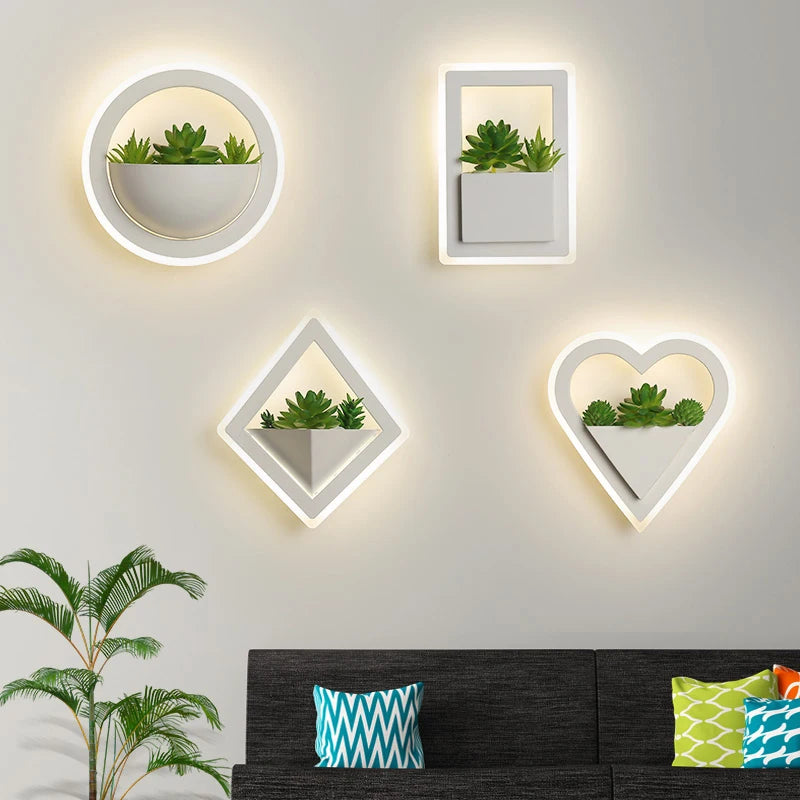 Modern LED Wall Light with Plant Nordic Creative Wall Lamp Living Room Aisle Bedroom Sconce Lamp Indoor Decoration LED Fixtures