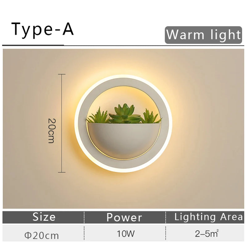 Modern LED Wall Light with Plant Nordic Creative Wall Lamp Living Room Aisle Bedroom Sconce Lamp Indoor Decoration LED Fixtures