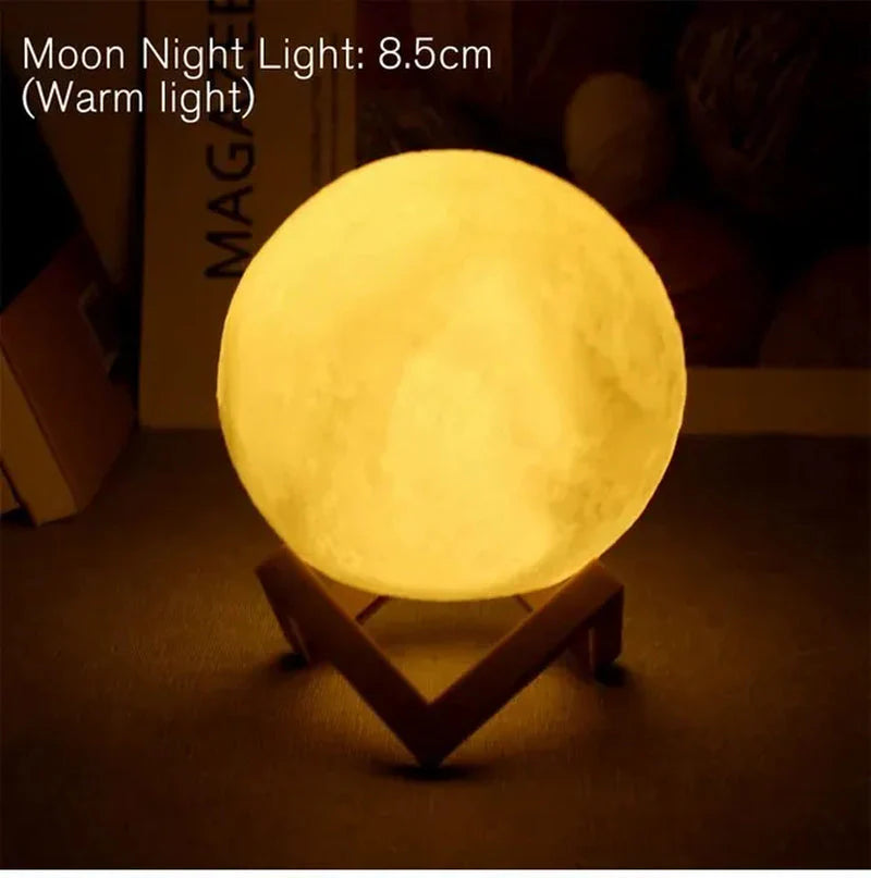 D5 Starry Moon Lamp 8Cm - Veilleuse LED avec support, parfaite pour la décoration de chambre et les cadeaux