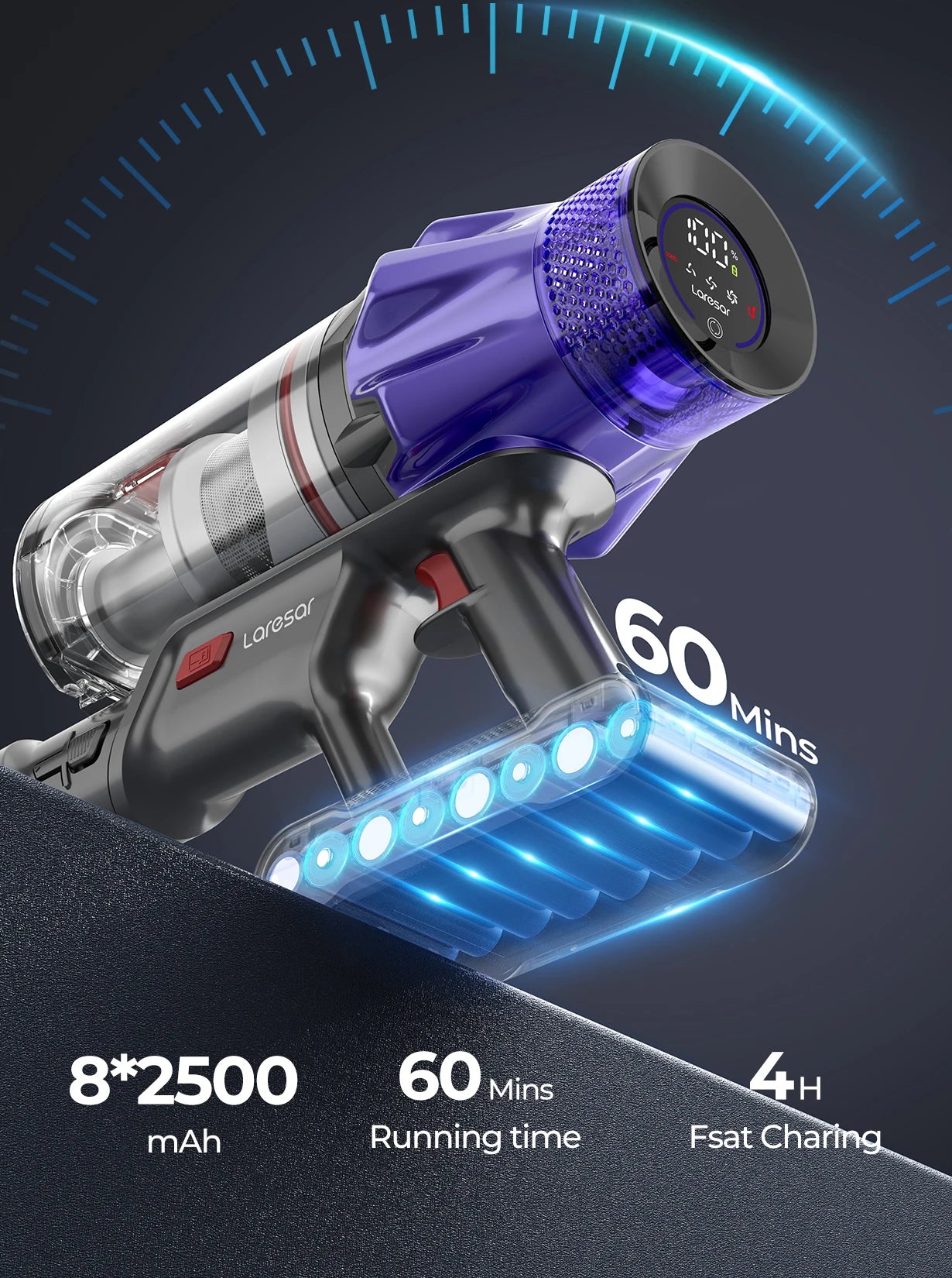 V7 2024 NOUVEAU Aspirateur sans fil Appareil ménager intelligent portable Tasse à poussière de batterie amovible 500W 50KPA Puissance d’aspiration