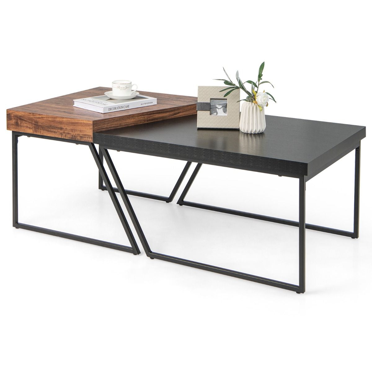Lot De 2 Tables Basses Gigognes Avec Cadre Métal - 2 Combinaison disponible