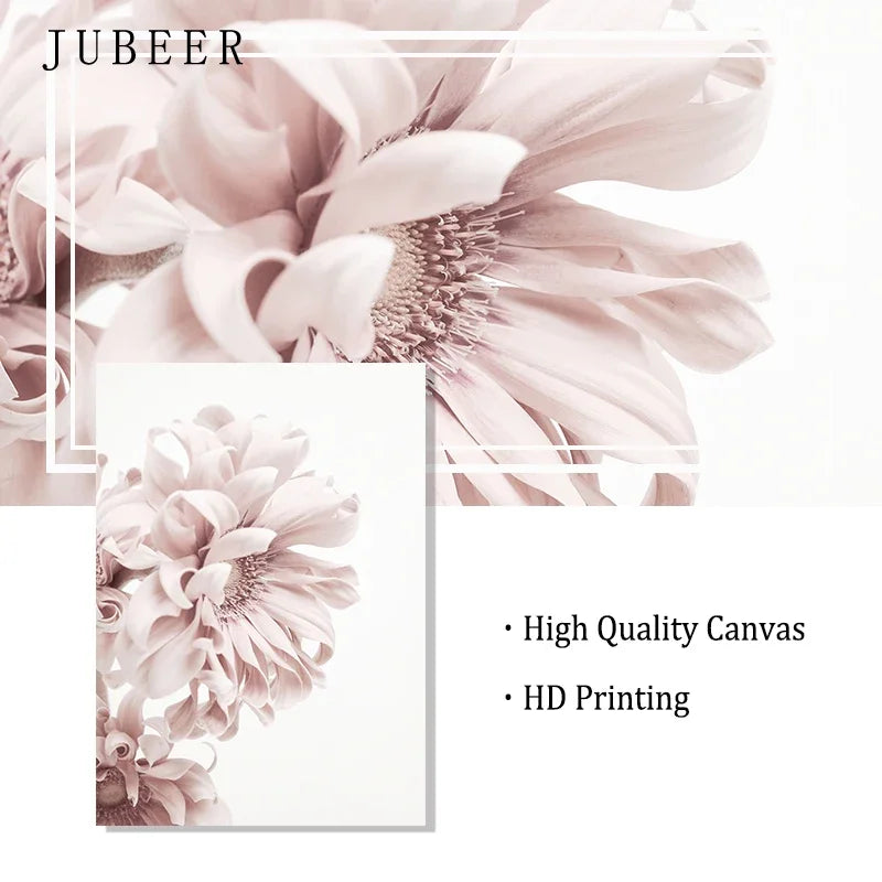 Modern Flower Wall Pictures for Living Room Pink Canvas Printings Unframed Poster Cuadros Decoracion Salon Wall Art Painting