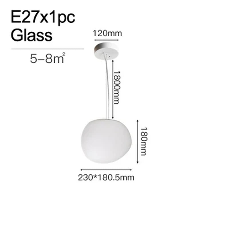Cobblestone Hanging Lamps for Dining Room Stone Glass Modern Pendant Lamp Led Milky White Ball Restaurant Cord Pendant Light