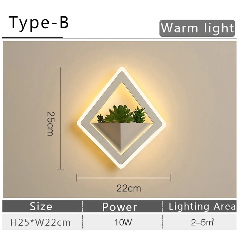 Modern LED Wall Light with Plant Nordic Creative Wall Lamp Living Room Aisle Bedroom Sconce Lamp Indoor Decoration LED Fixtures