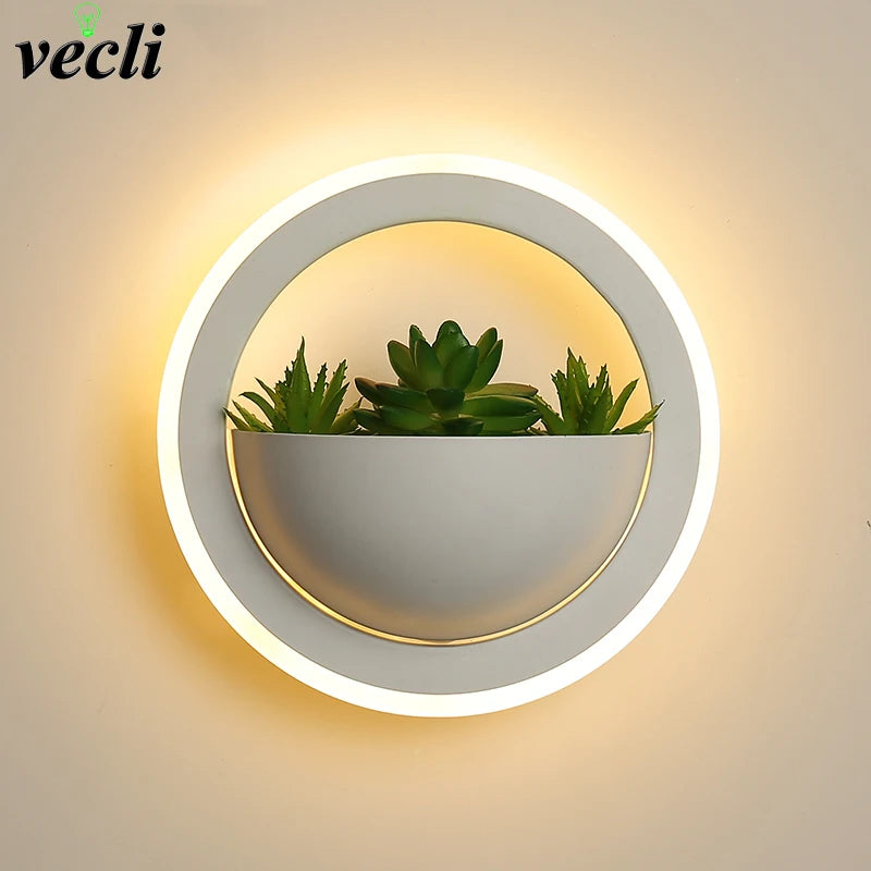 Modern LED Wall Light with Plant Nordic Creative Wall Lamp Living Room Aisle Bedroom Sconce Lamp Indoor Decoration LED Fixtures