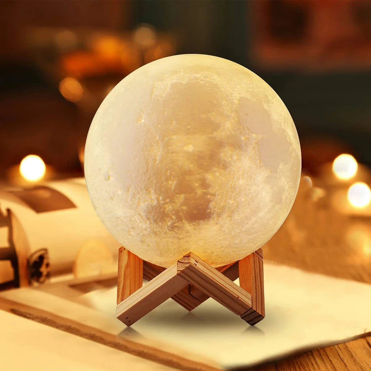 D5 Starry Moon Lamp 8Cm - Veilleuse LED avec support, parfaite pour la décoration de chambre et les cadeaux