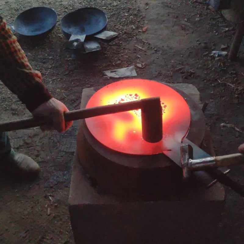 Wok en acier au carbone chinois avec marteau à l’oreille fait à la main, grand wok en fer, antiadhésif, non-Coating, batterie de cuisine au gaz saine
