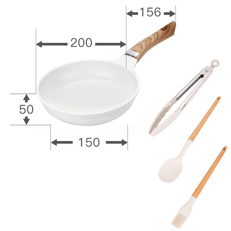 Ensemble de casserole en céramique pour poêle à frire et casserole antiadhésive pour le petit-déjeuner, crêpe, poêle en nid d’abeille wok, cuisine japonaise émaillée
