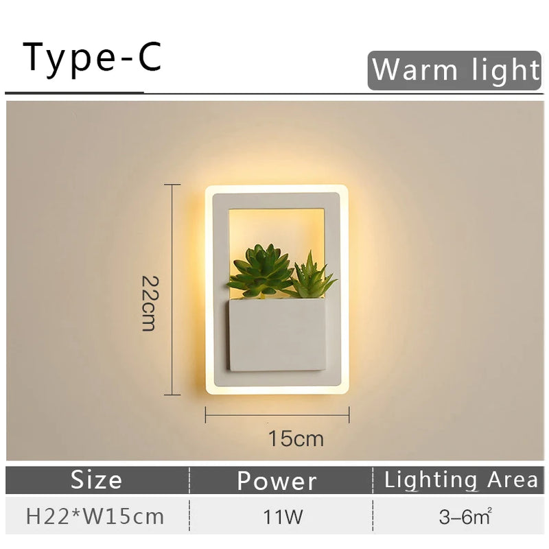 Modern LED Wall Light with Plant Nordic Creative Wall Lamp Living Room Aisle Bedroom Sconce Lamp Indoor Decoration LED Fixtures