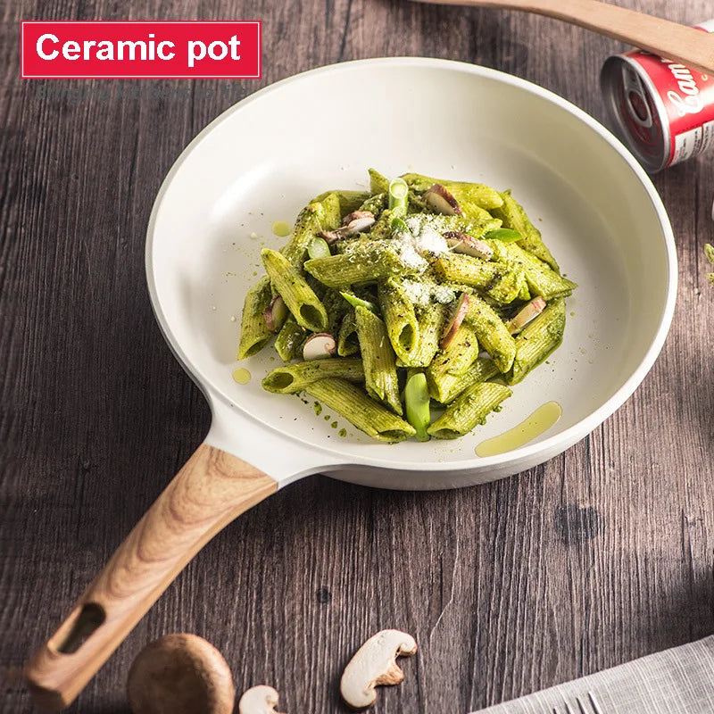 Ensemble de casserole en céramique pour poêle à frire et casserole antiadhésive pour le petit-déjeuner, crêpe, poêle en nid d’abeille wok, cuisine japonaise émaillée