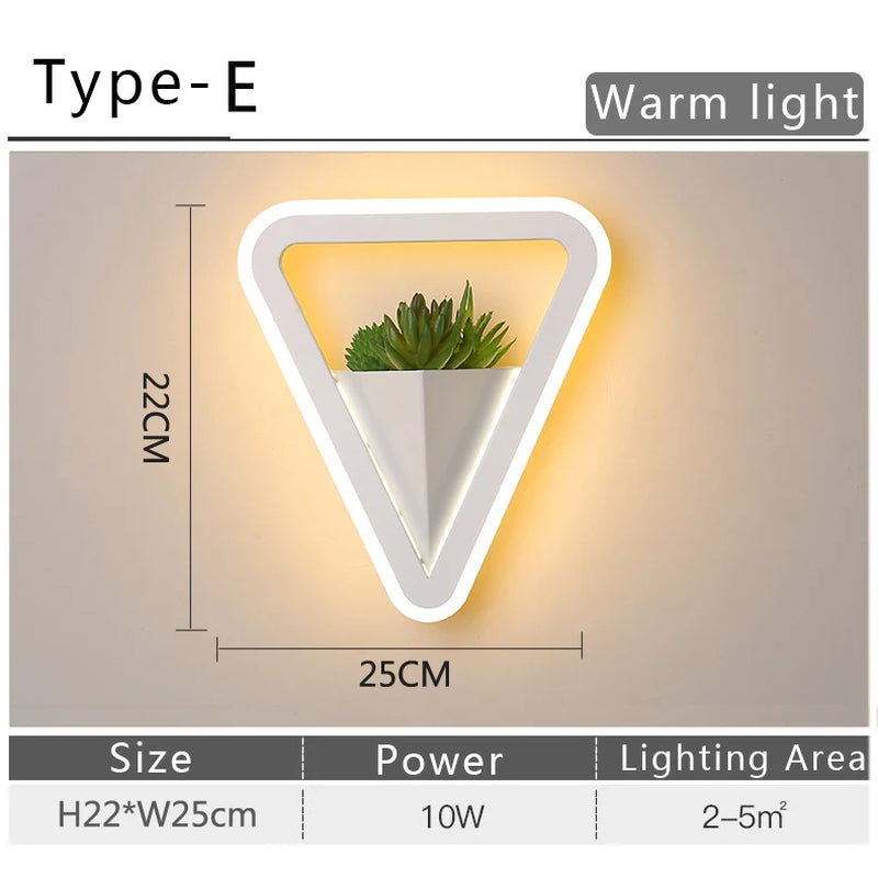 Modern LED Wall Light with Plant Nordic Creative Wall Lamp Living Room Aisle Bedroom Sconce Lamp Indoor Decoration LED Fixtures