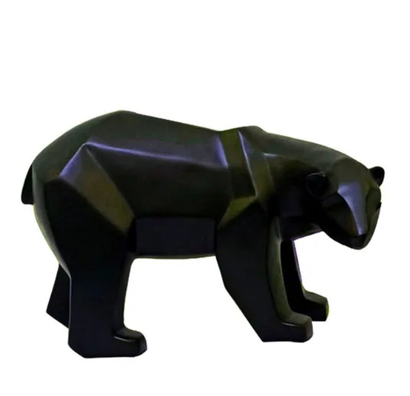Sculpture d’ours en résine géométrique Statue d’ours polaire Ornement de bureau de mode Figurines abstraites modernes d’ours