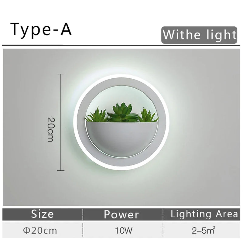 Modern LED Wall Light with Plant Nordic Creative Wall Lamp Living Room Aisle Bedroom Sconce Lamp Indoor Decoration LED Fixtures