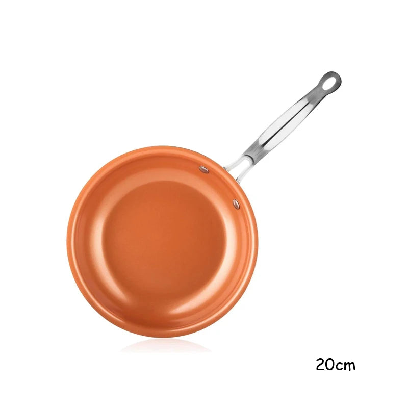 Poêle à frire antiadhésive 20 24 28Cm Poêle à frire avec revêtement en céramique titane ronde Poêle à œufs en cuivre Batterie de cuisine KC0459
