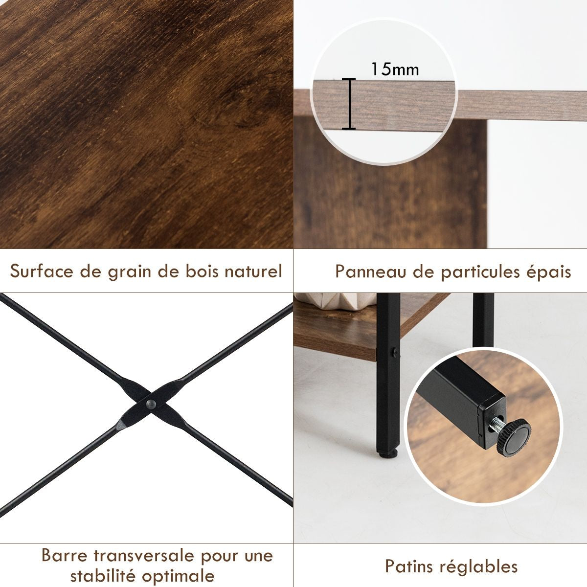 Bibliothèque À 5 Niveaux Style Industriel Etagère De Rangement Moderne Capacité 100 Kg En Acier 74X30X155Cm Brun