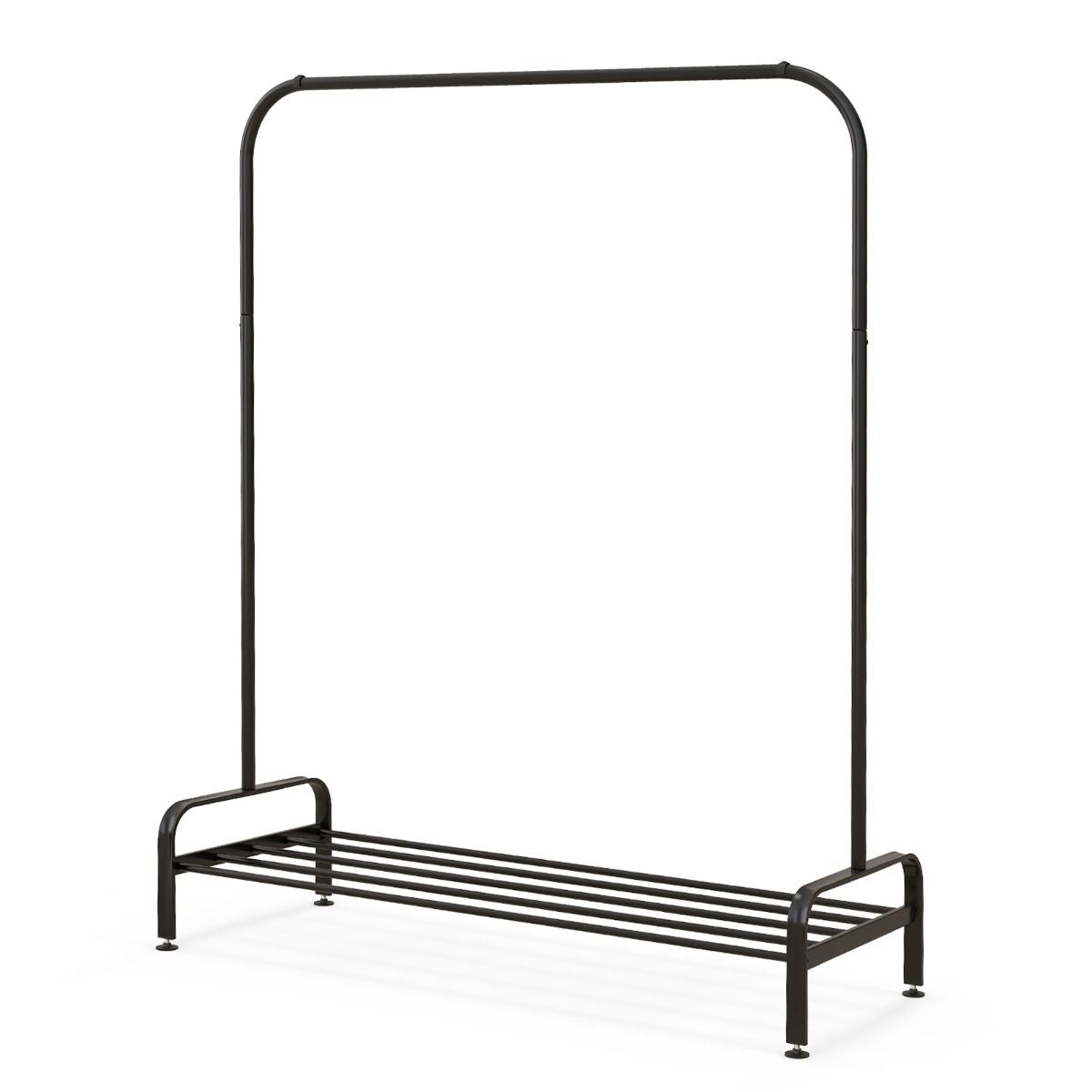 Portant À Vêtement Avec Étagère De Chaussures Penderie Vêtement Hauteur 145CM Tube En Fer 4 Pieds Réglables Noir