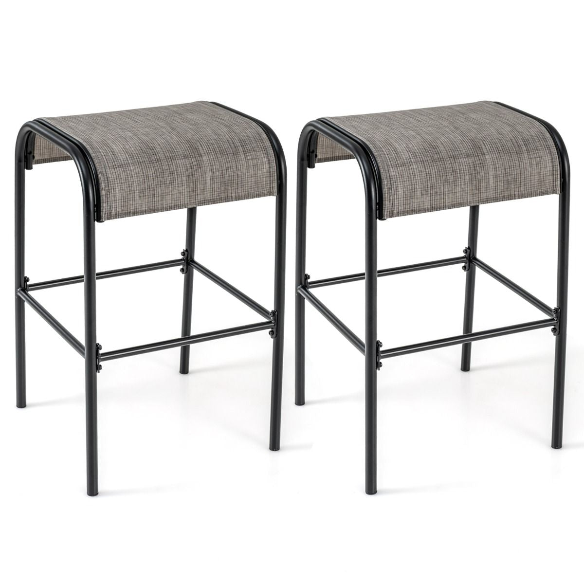 Ensemble De 2 Tabourets De Bar Tabourets Bistrot En Métal Haut De 76 Cm Siège En Tissu Incurvé Cadre En Métal Robuste Café