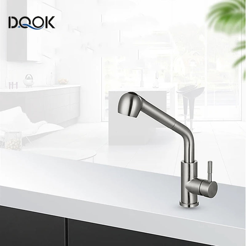 Robinet de cuisine noir Robinet de cuisine à tirer Mitigeur d’évier de cuisine Robinet brossé Nickle Stream Pulvérisateur Tête Chrome Robinet d’eau de cuisine