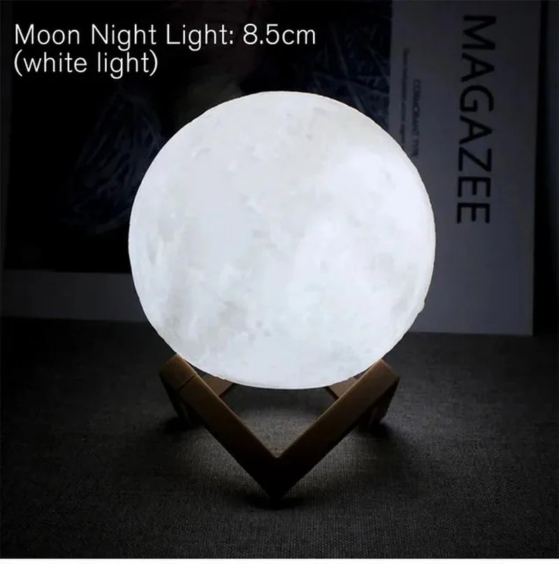 D5 Starry Moon Lamp 8Cm - Veilleuse LED avec support, parfaite pour la décoration de chambre et les cadeaux